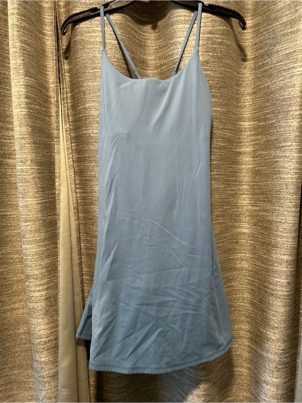 HALARA Dusty Blue Mini Slip Dress with Thin Straps